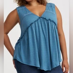 Torrid Blue V-Neck Tank Top